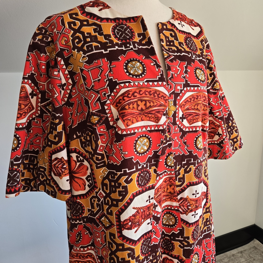 Vibrant Barkcloth Vintage Dress - Picture 6 of 13